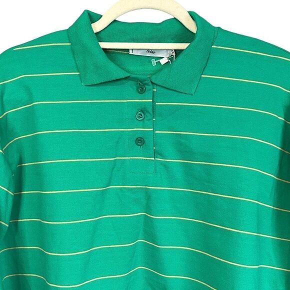 Adika Jones Green Crop Striped Collar Polo Shirt - Picture 9 of 13